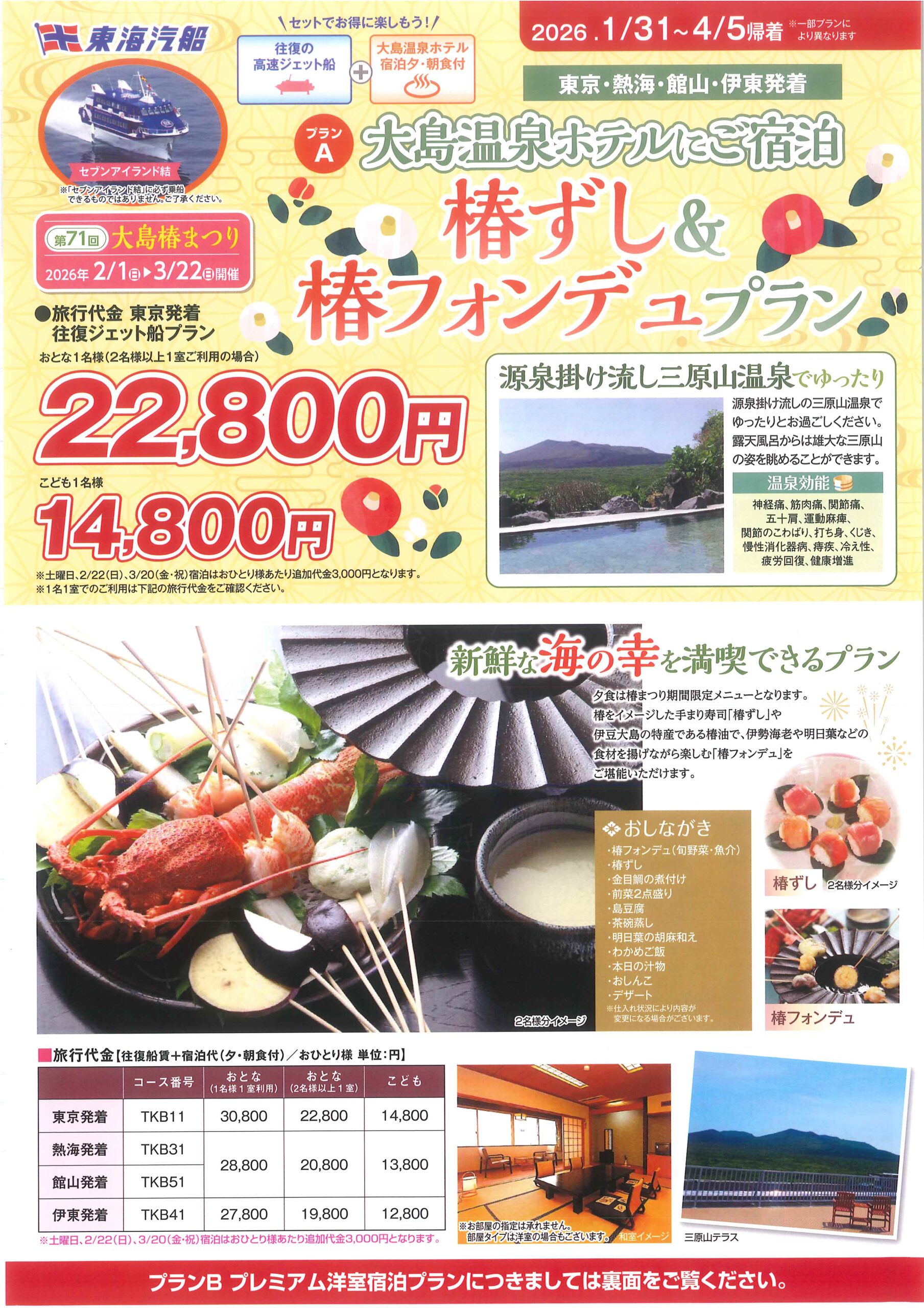 春の大島椿まつり大島温泉ホテルへ泊まる